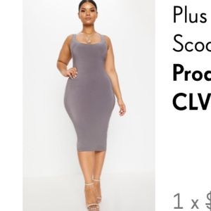 PLT PLUS CHARCOAL GREY SCOOP NECK DRESS